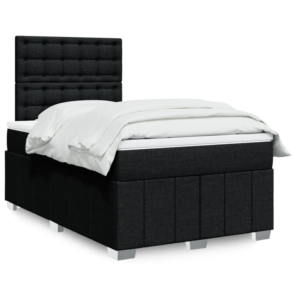 Cama boxspring com colchão 120x190 cm tecido preto