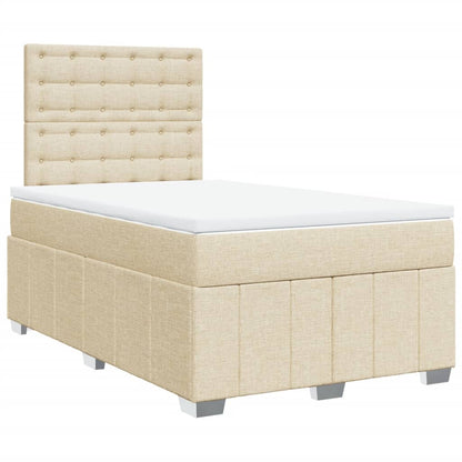 Cama boxspring com colchão 120x190 cm tecido cor creme