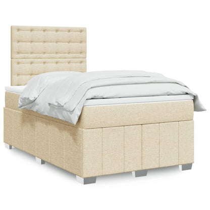 Cama boxspring com colchão 120x190 cm tecido cor creme