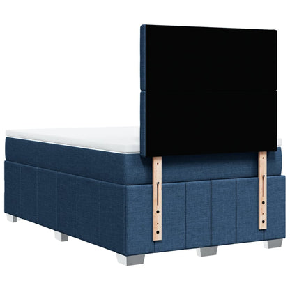 Cama boxspring com colchão 120x190 cm tecido azul