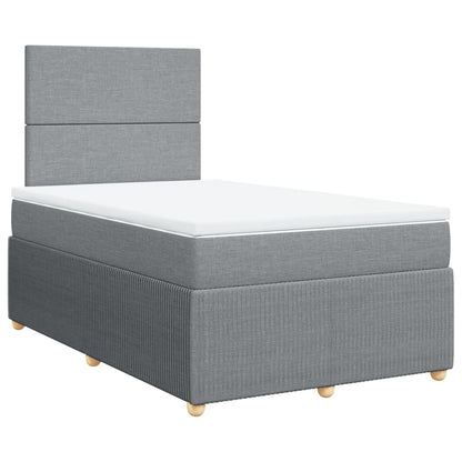 Cama boxspring com colchão 120x190 cm tecido cinzento-claro