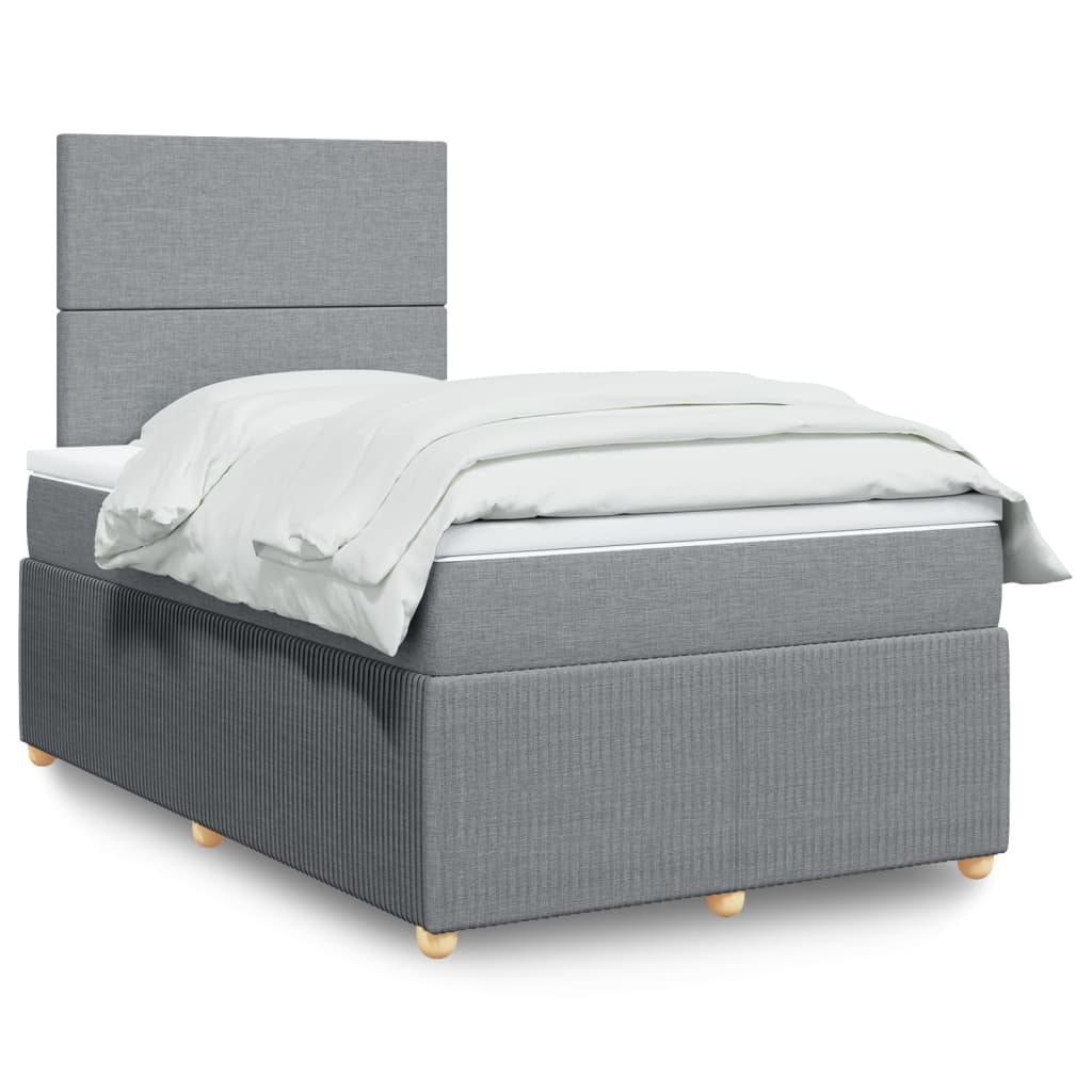 Cama boxspring com colchão 120x190 cm tecido cinzento-claro