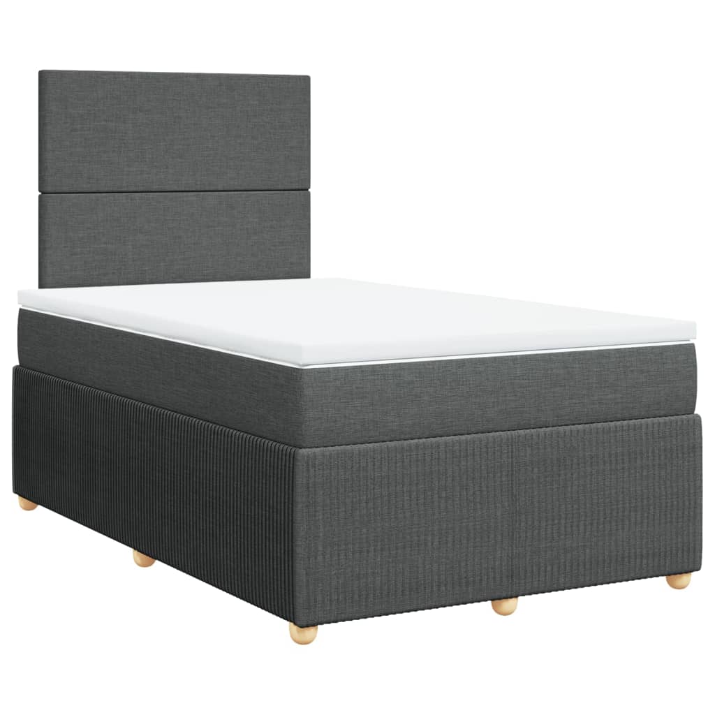 Cama boxspring com colchão 120x190 cm tecido cinzento-escuro