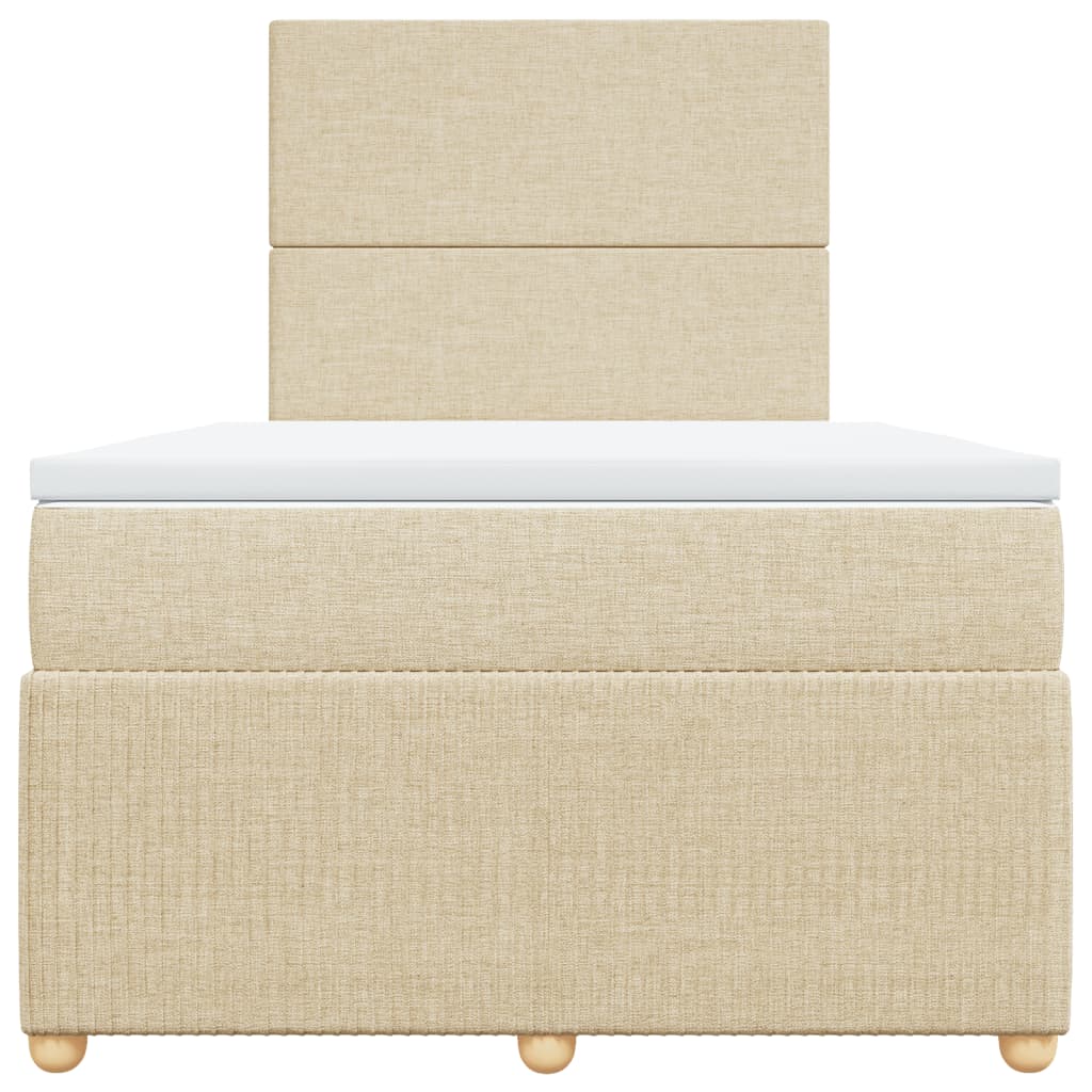 Cama boxspring com colchão 120x190 cm tecido cor creme