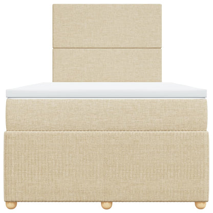 Cama boxspring com colchão 120x190 cm tecido cor creme