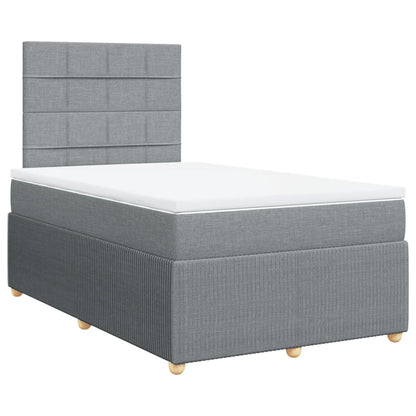 Cama boxspring com colchão 120x190 cm tecido cinzento-claro