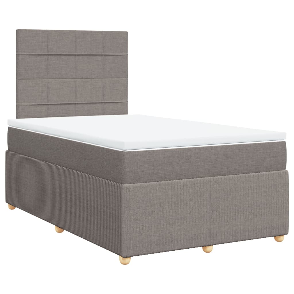 Cama boxspring c/ colchão 120x190cm tecido castanho-acinzentado