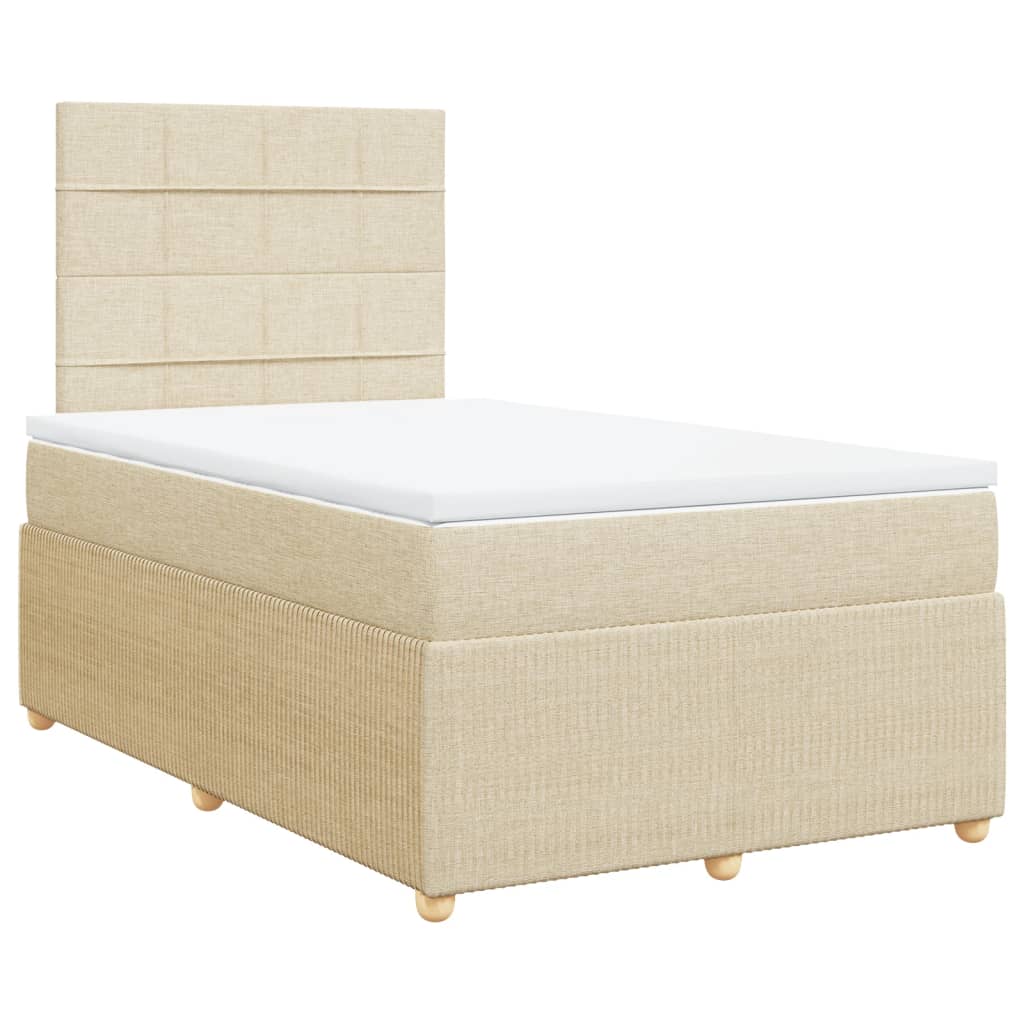 Cama boxspring com colchão 120x190 cm tecido cor creme