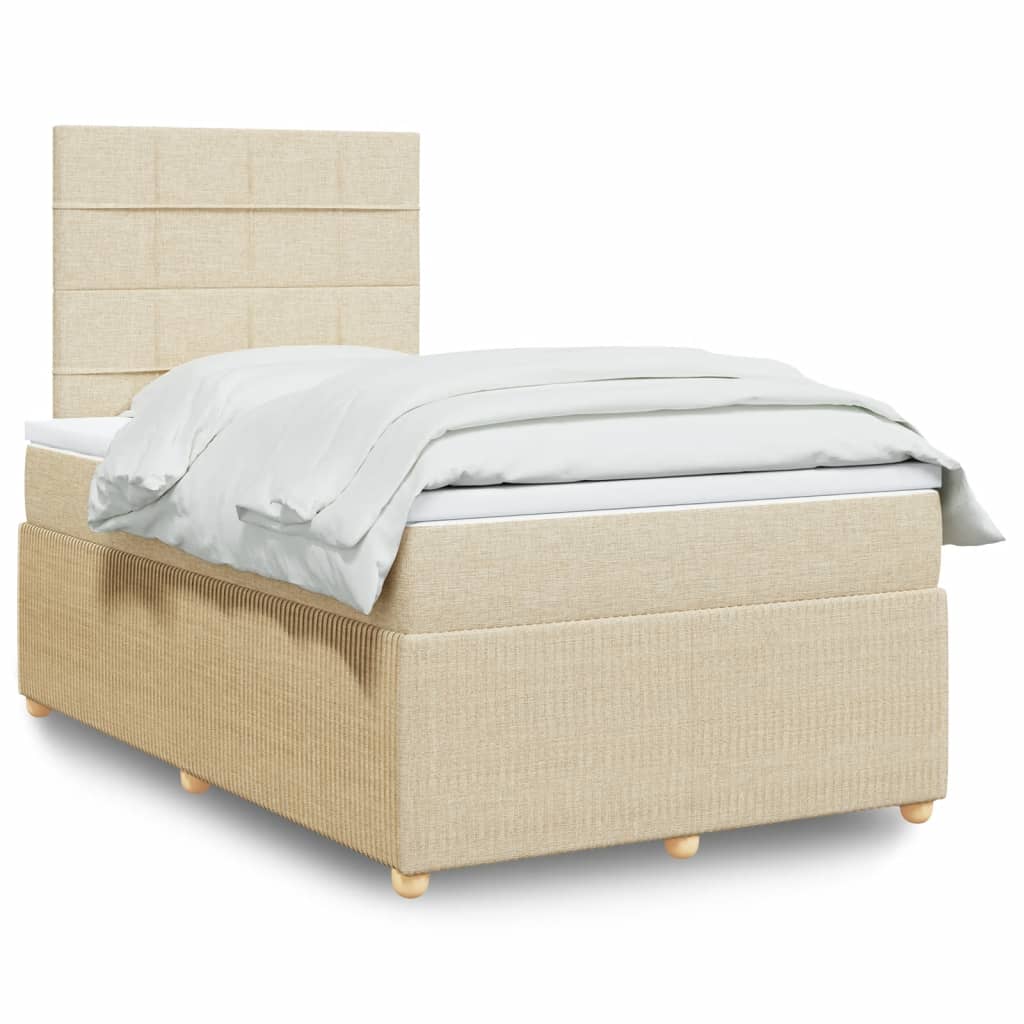 Cama boxspring com colchão 120x190 cm tecido cor creme