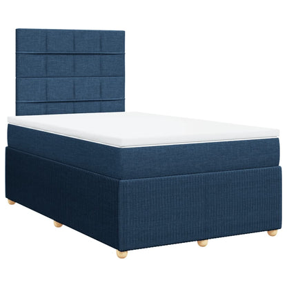 Cama boxspring com colchão 120x190 cm tecido azul