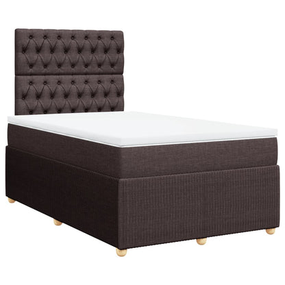 Cama boxspring com colchão 120x190 cm tecido castanho-escuro