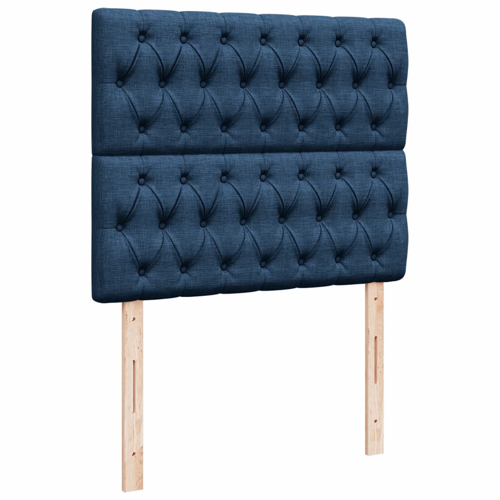 Cama boxspring com colchão 120x190 cm tecido azul