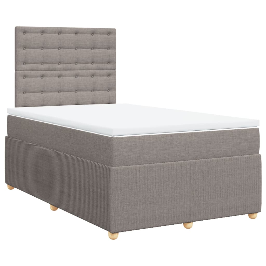 Cama boxspring c/ colchão 120x190cm tecido castanho-acinzentado