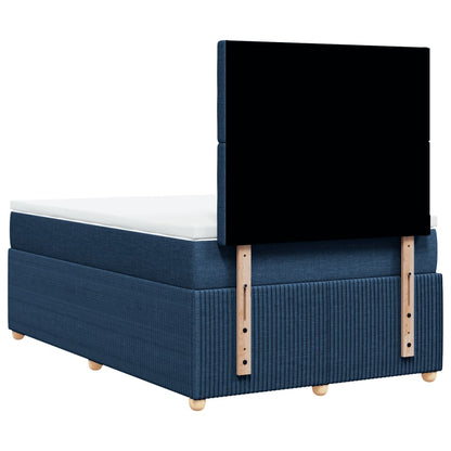 Cama boxspring com colchão 120x190 cm tecido azul