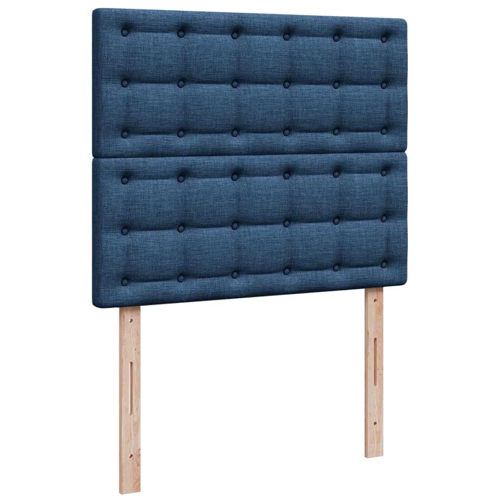 Cama boxspring com colchão 120x190 cm tecido azul