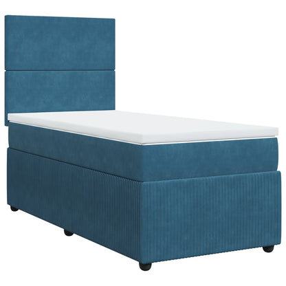 Cama boxspring com colchão 80x200 cm veludo azul