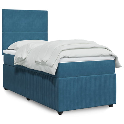 Cama boxspring com colchão 80x200 cm veludo azul