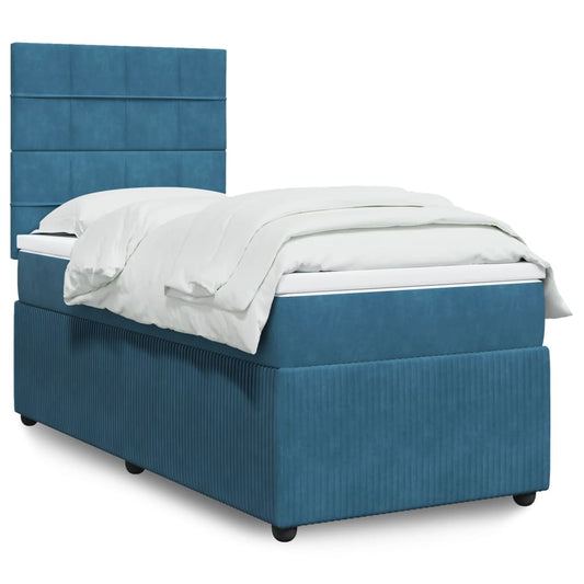 Cama boxspring com colchão 80x200 cm veludo azul