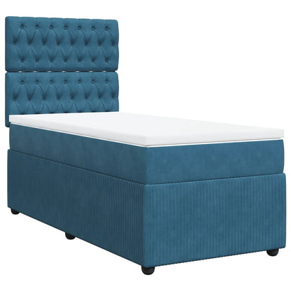 Cama boxspring com colchão 80x200 cm veludo azul