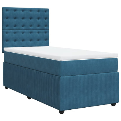 Cama boxspring com colchão 80x200 cm veludo azul