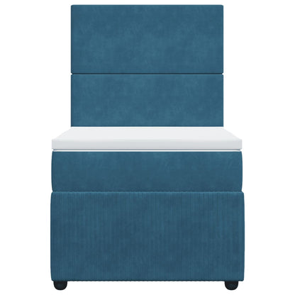 Cama boxspring com colchão 90x190 cm veludo azul