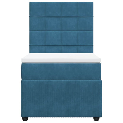 Cama boxspring com colchão 90x190 cm veludo azul