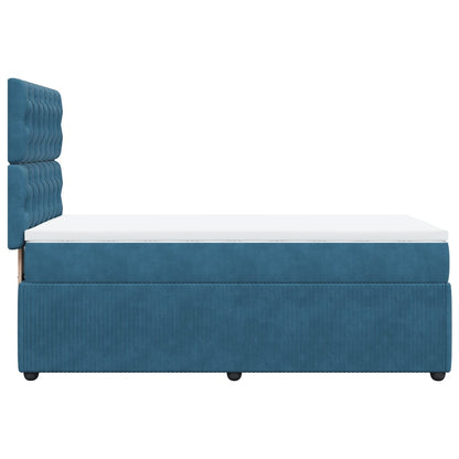 Cama boxspring com colchão 90x190 cm veludo azul