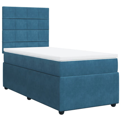 Cama boxspring com colchão 90x200 cm veludo azul