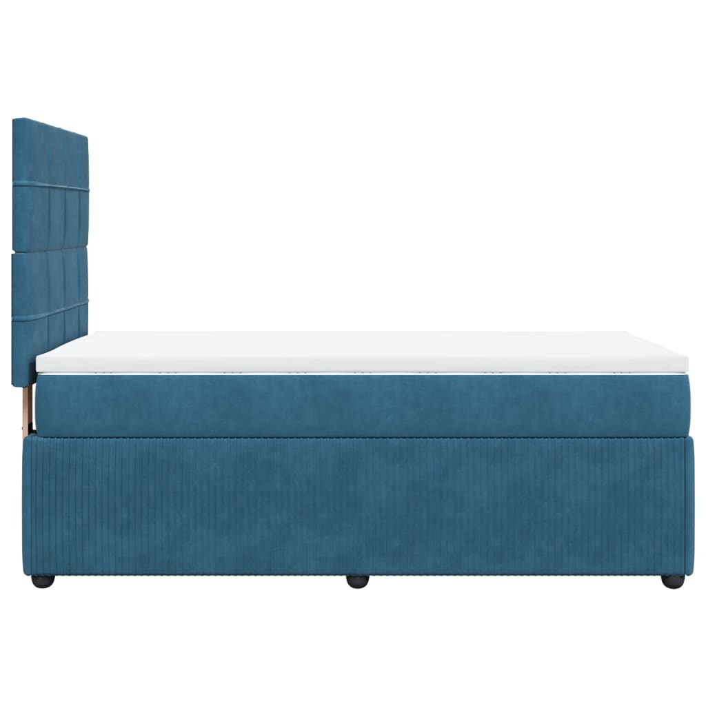 Cama boxspring com colchão 90x200 cm veludo azul