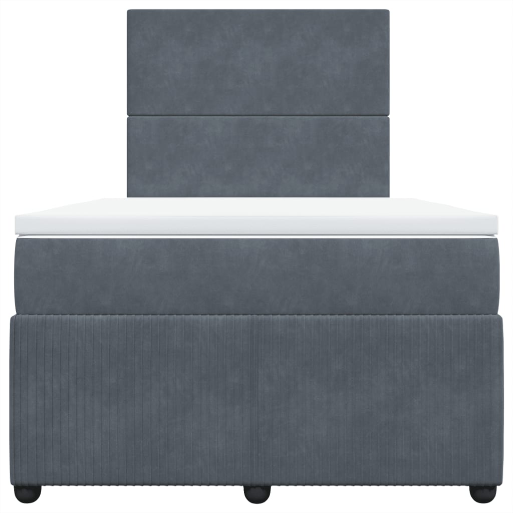 Cama boxspring com colchão 120x190 cm veludo cinzento-escuro