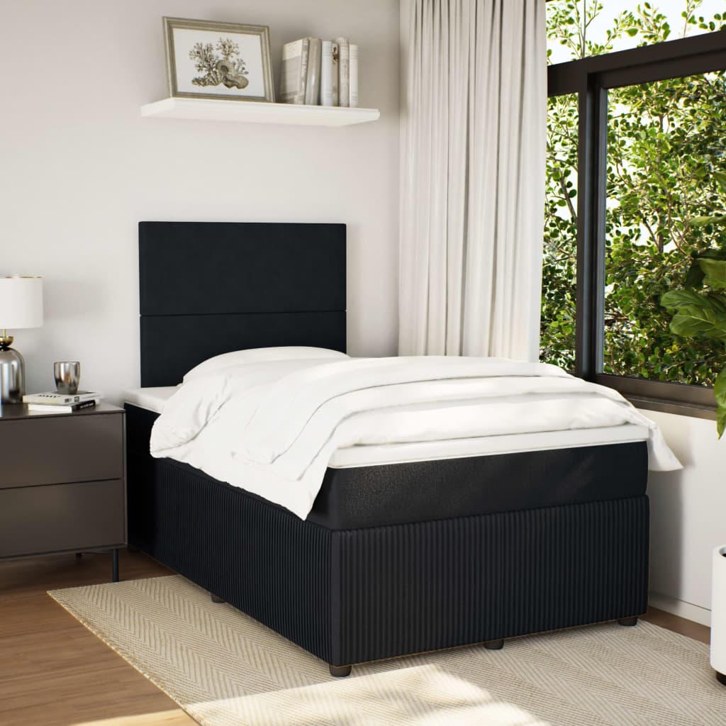 Cama boxspring com colchão 120x190 cm veludo preto