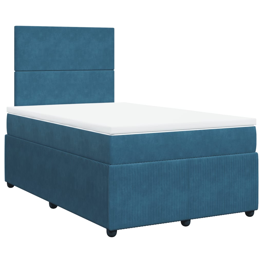 Cama boxspring com colchão 120x190 cm veludo azul