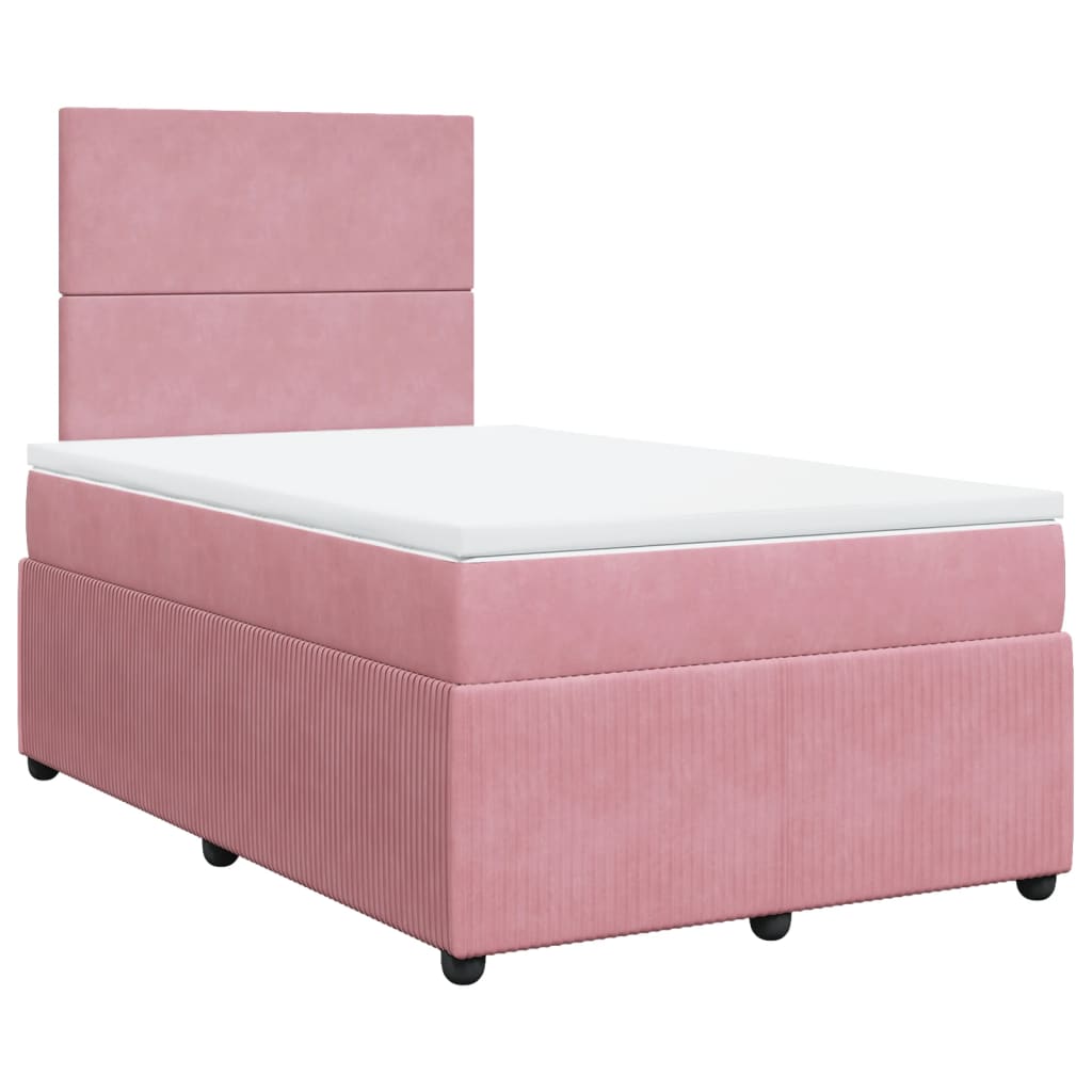 Cama boxspring com colchão 120x190 cm veludo rosa