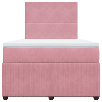 Cama boxspring com colchão 120x190 cm veludo rosa