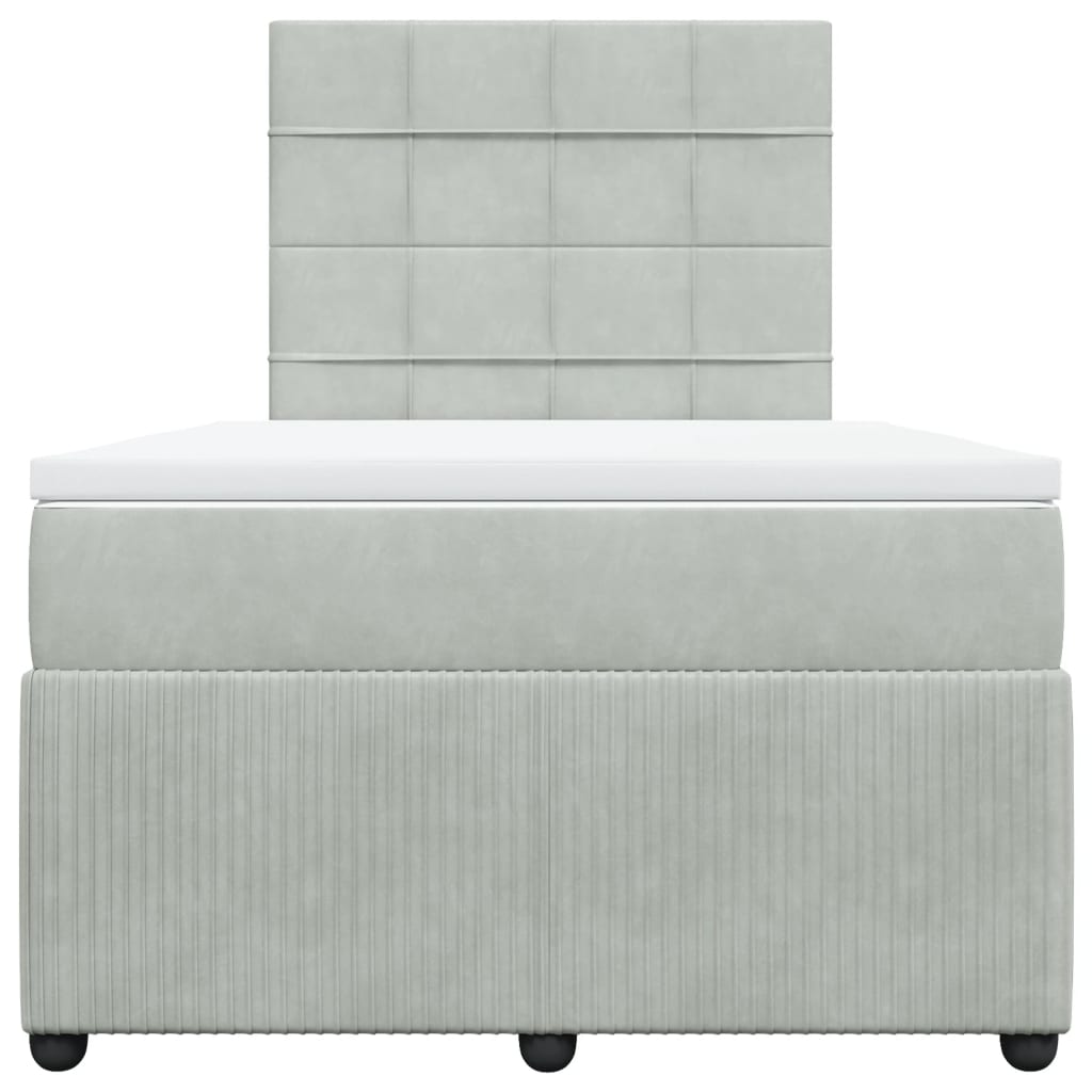 Cama boxspring com colchão 120x190 cm veludo cinzento-claro