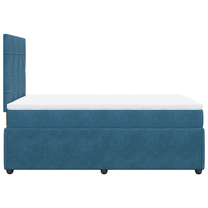 Cama boxspring com colchão 120x190 cm veludo azul