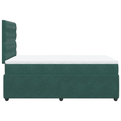 Cama boxspring com colchão 120x190 cm veludo verde-escuro