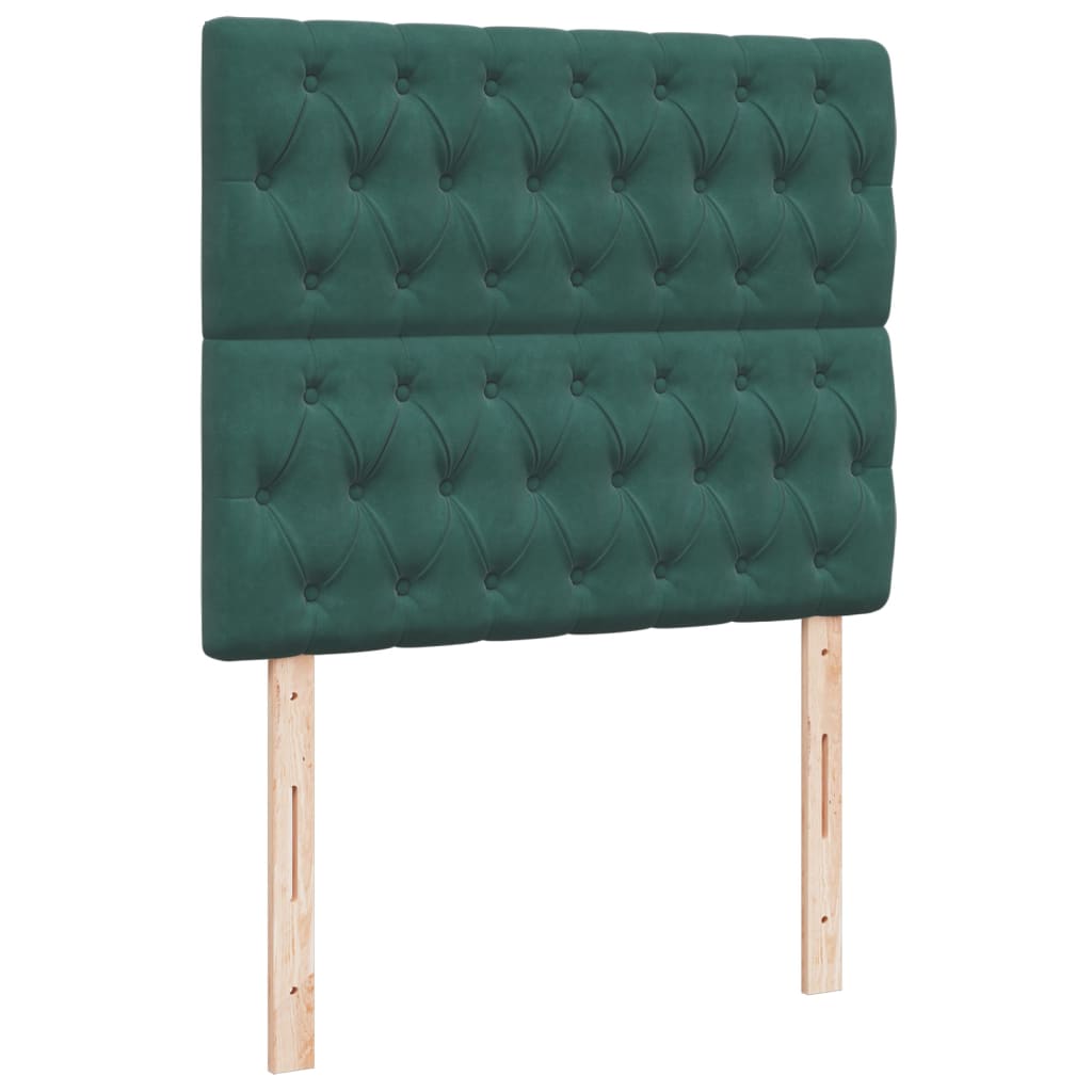 Cama boxspring com colchão 120x190 cm veludo verde-escuro