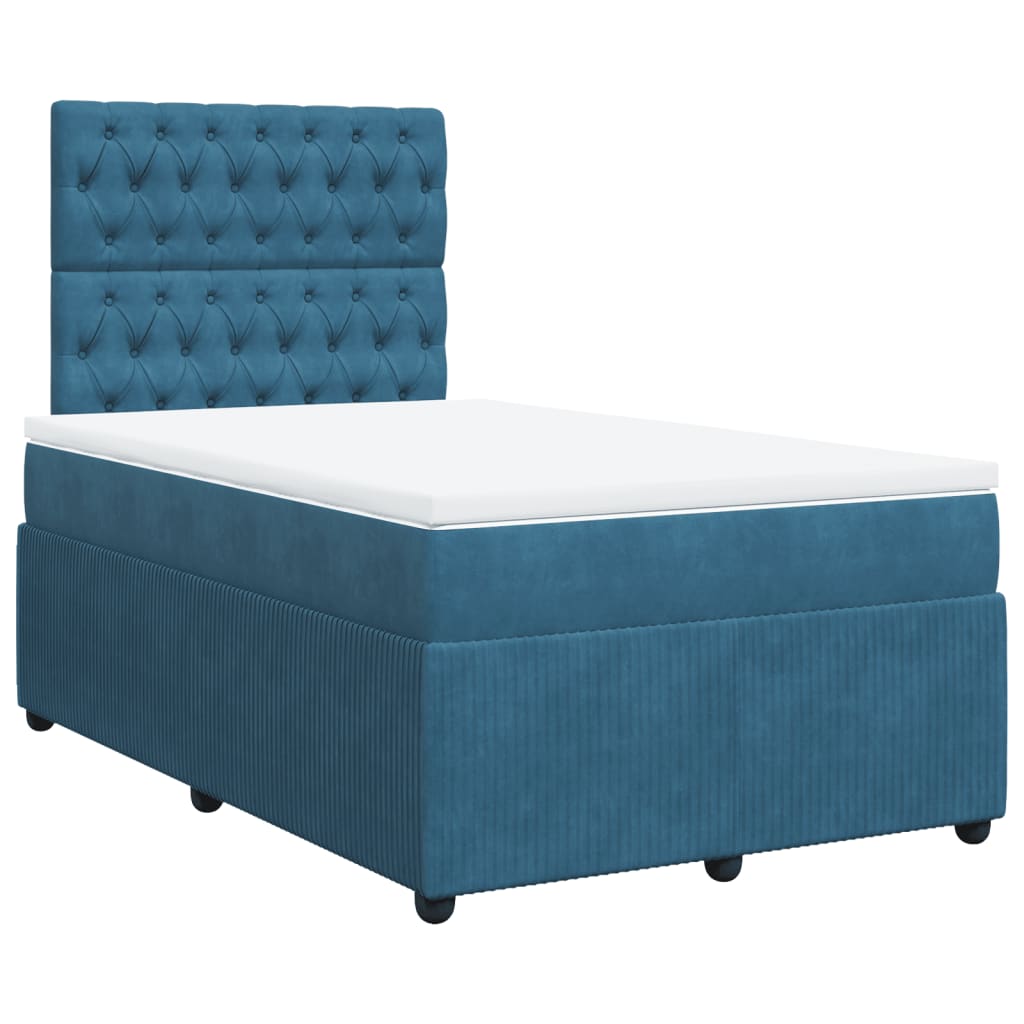 Cama boxspring com colchão 120x190 cm veludo azul