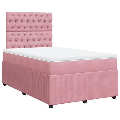 Cama boxspring com colchão 120x190 cm veludo rosa