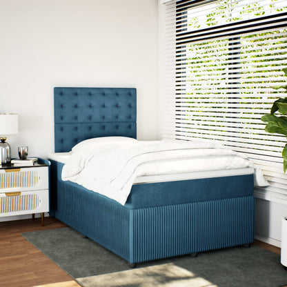 Cama boxspring com colchão 120x190 cm veludo azul