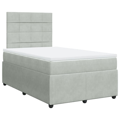 Cama boxspring c/ colchão 120x200 cm veludo cinzento-claro