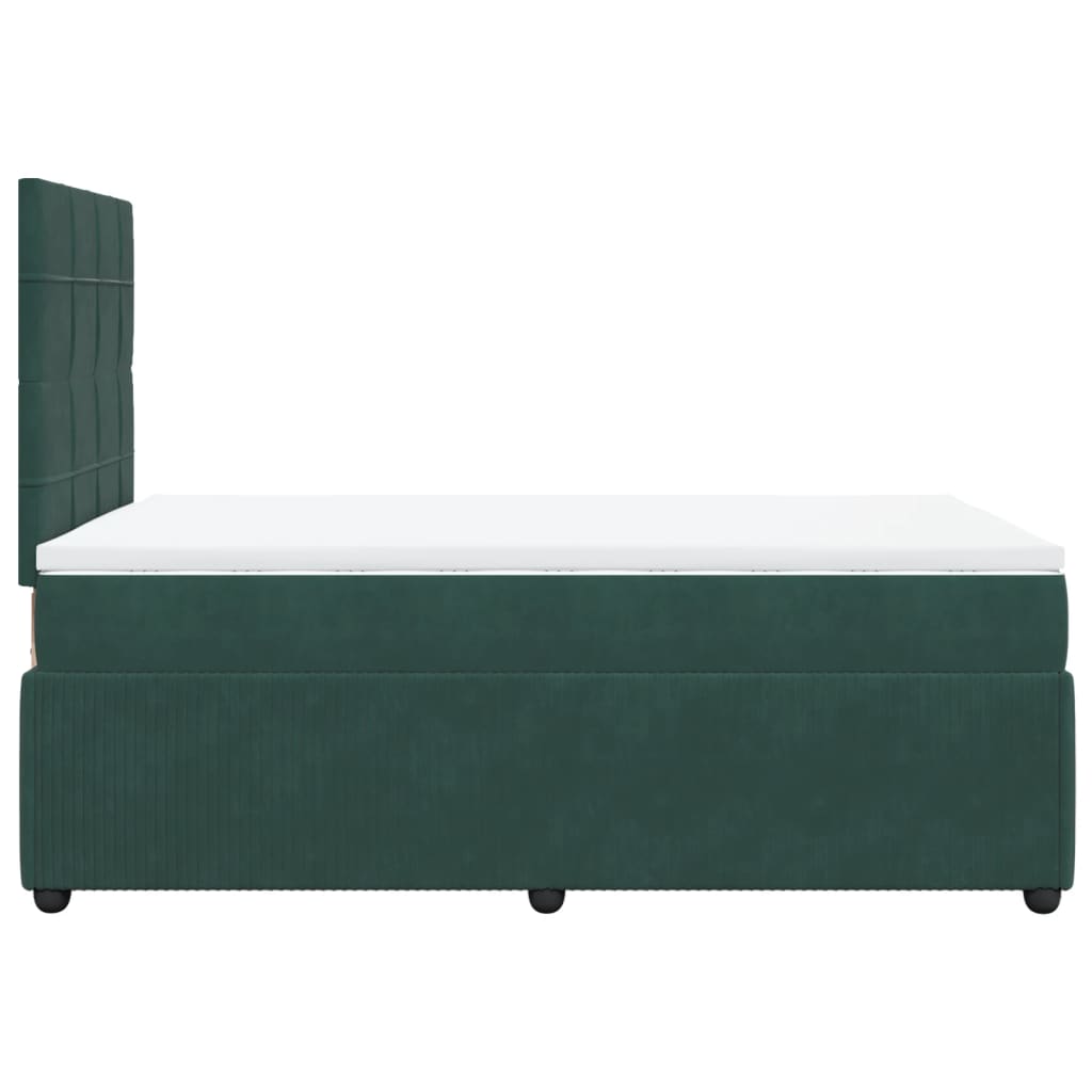 Cama boxspring com colchão 120x200 cm veludo verde-escuro