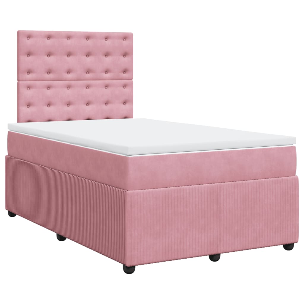 Cama boxspring com colchão 120x200 cm veludo rosa