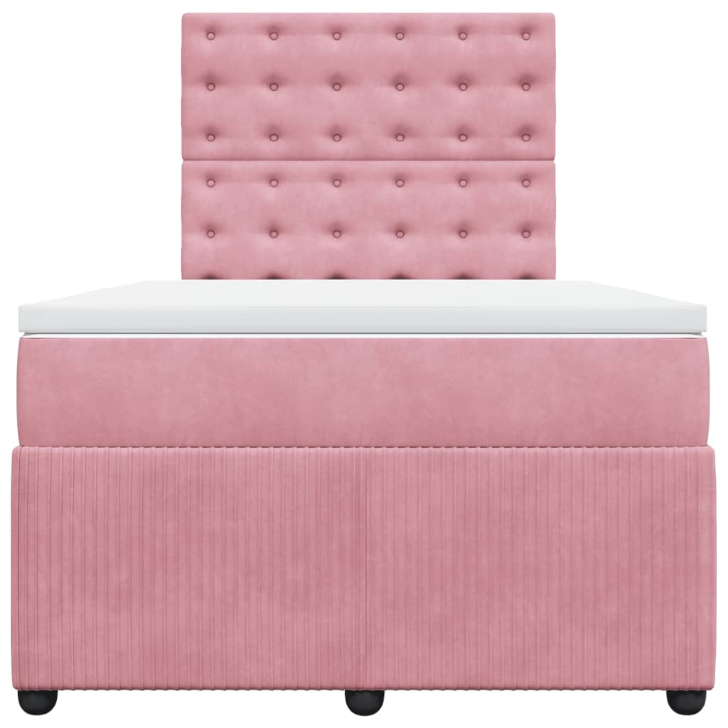 Cama boxspring com colchão 120x200 cm veludo rosa