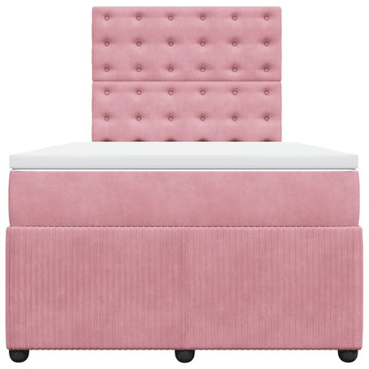 Cama boxspring com colchão 120x200 cm veludo rosa