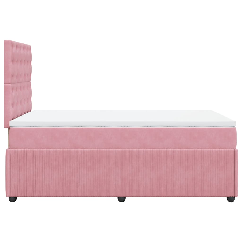 Cama boxspring com colchão 120x200 cm veludo rosa