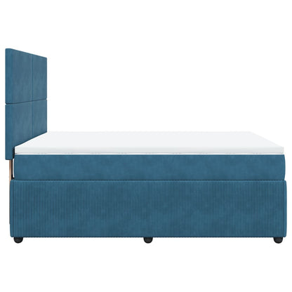 Cama boxspring com colchão 140x190 cm veludo azul