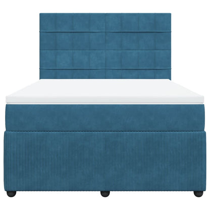 Cama boxspring com colchão 140x190 cm veludo azul