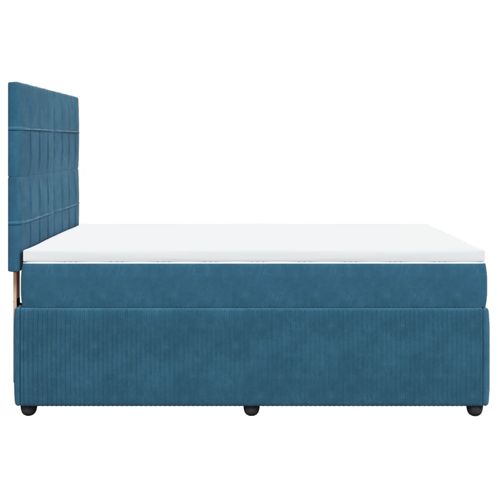 Cama boxspring com colchão 140x190 cm veludo azul